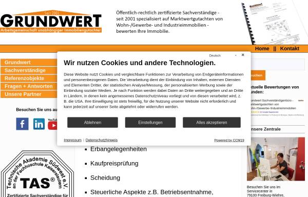 Vorschau von www.grundwert-gutachten.de, Grundwert – Arbeitsgemeinschaft unabhängiger Sachverständiger