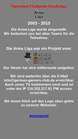 Vorschau der mobilen Webseite www.arma-liga.de, Armed Assault Liga