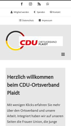 Vorschau der mobilen Webseite cdu-plaidt.de, CDU Plaidt