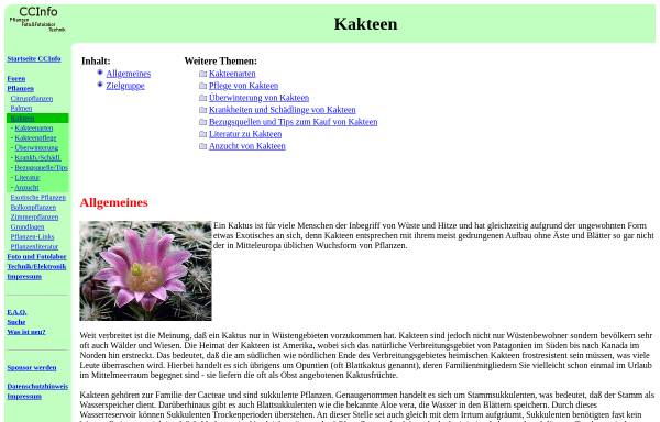 Vorschau von www.kuebelpflanzeninfo.de, Anzucht, Pflege und Kultur von Kakteen