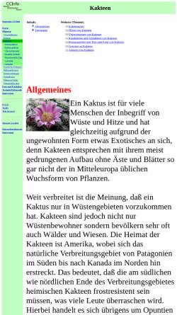 Vorschau der mobilen Webseite www.kuebelpflanzeninfo.de, Anzucht, Pflege und Kultur von Kakteen