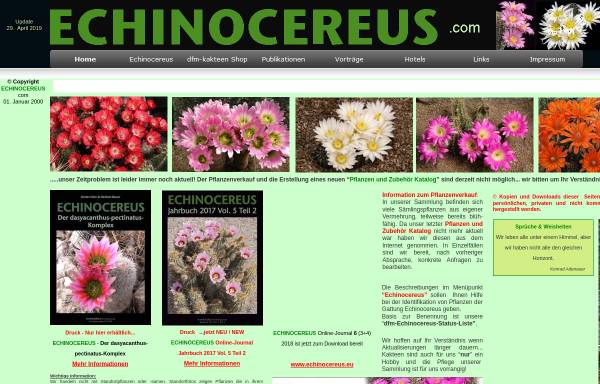 Vorschau von echinocereus.com, Echinocereen und andere Kakteen.