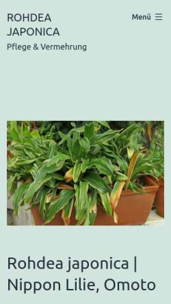 Vorschau der mobilen Webseite rohdea-japonica.de, Rohdea japonica - Nippon Lilie
