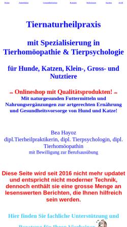 Vorschau der mobilen Webseite www.tierhomoeopathie.biz, Bea Hayoz - Homöoopathie für Hunde und Katzen