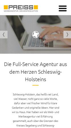 Vorschau der mobilen Webseite www.preiss-at-work.de, Preiss Werbeagentur