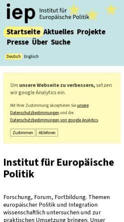 Vorschau der mobilen Webseite www.iep-berlin.de, Institut für Europäische Politik (IEP)