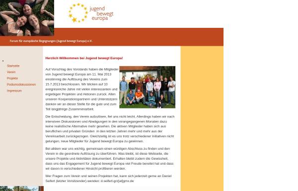 Vorschau von www.jugend-bewegt-europa.de, Forum für europäische Begegnungen e. V.