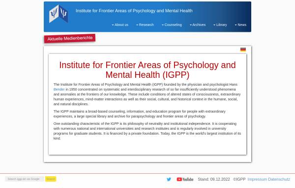 Vorschau von www.igpp.de, Institut für Grenzgebiete der Psychologie und Psychohygiene e.V.