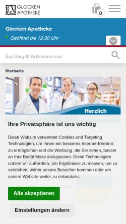 Vorschau der mobilen Webseite www.glockenapo.de, Glocken Apotheke Waldsee