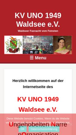Vorschau der mobilen Webseite www.kv-uno-waldsee.de, Karnevalverein UNO Waldsee
