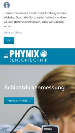 Vorschau der mobilen Webseite www.phynix.de, Phynix GmbH & Co. KG