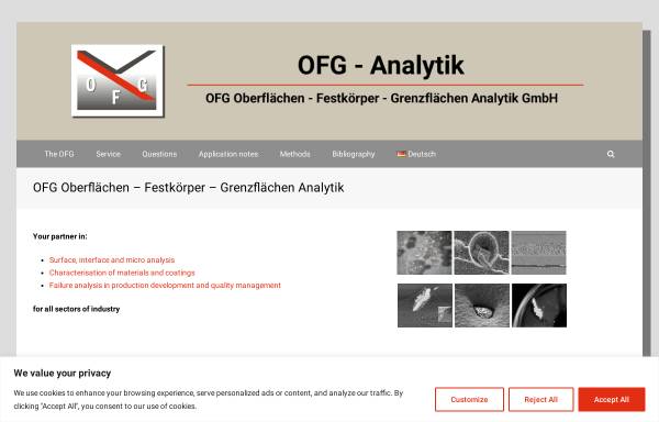 Vorschau von www.ofg-analytik.de, OFG Oberflächen Festkörper Grenzflächen Analytik GmbH
