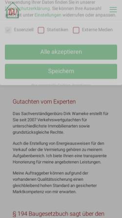 Vorschau der mobilen Webseite www.gutachten-warneke.de, Warneke, Dirk, Dipl.--Ing. (FH)