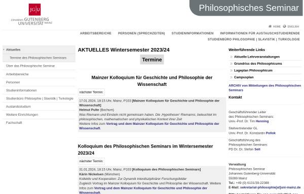 Vorschau von www.schopenhauer.philosophie.uni-mainz.de, Schopenhauer-Forschungsstelle
