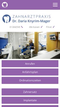 Vorschau der mobilen Webseite www.meinezahnaerztin.at, Dr. med. univ. Nosrat Momeni und Dr.med. dent. Daria Knyrim