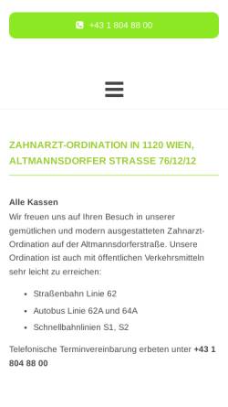 Vorschau der mobilen Webseite www.d-ratschew.at, Zahnärztin Dr. Daniela Ratschew, 1120 Wien