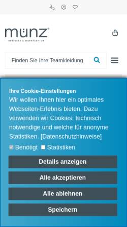 Vorschau der mobilen Webseite www.muenz.de, Münz GmbH