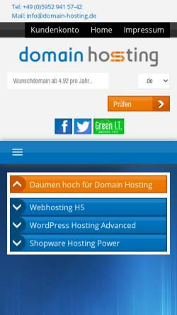 Vorschau der mobilen Webseite www.domain-hosting.de, Stefla Web GmbH & Co. KG