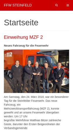 Vorschau der mobilen Webseite www.feuerwehr-steinfeld.de, Freiwillige Feuerwehr Steinfeld/Pfalz
