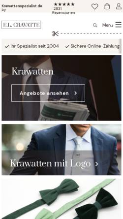 Vorschau der mobilen Webseite www.krawattenspezialist.de, Krawattenspezialist.de, E.L.Cravatte BV.