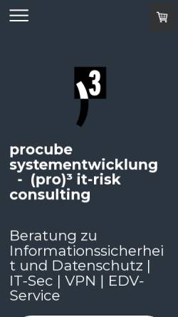 Vorschau der mobilen Webseite www.procube.com, Procube Systementwicklung, Inhaber Jürgen Fricke