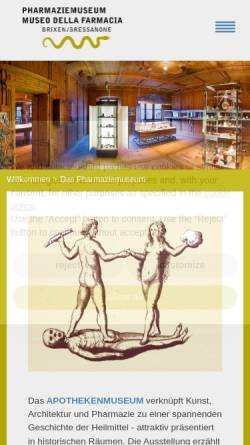 Vorschau der mobilen Webseite www.pharmaziemuseum.it, Brixen, Pharmaziemuseum