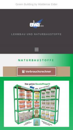 Vorschau der mobilen Webseite www.eiwa-lehmbau.de, eiwa Lehm GmbH