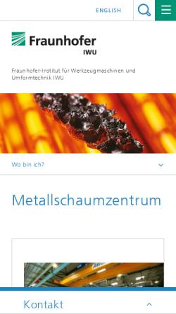 Vorschau der mobilen Webseite www.iwu.fraunhofer.de, Metallschaumzentrum Chemnitz
