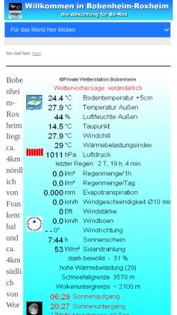 Vorschau der mobilen Webseite www.bo-rox.de, Wetter Bobenheim-Roxheim