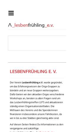 Vorschau der mobilen Webseite www.lesbenfruehling.de, Lesbenfrühling e.V.