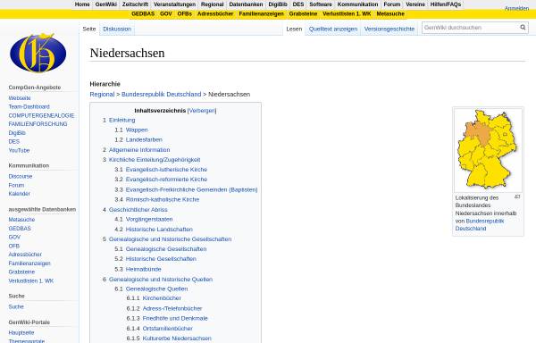 Vorschau von wiki-de.genealogy.net, GenWiki - Niedersachsen