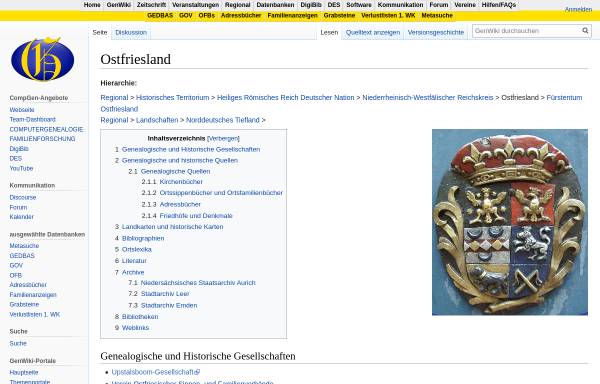 Vorschau von wiki-de.genealogy.net, GenWiki - Ostfriesland