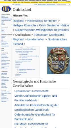 Vorschau der mobilen Webseite wiki-de.genealogy.net, GenWiki - Ostfriesland