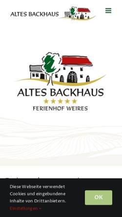 Vorschau der mobilen Webseite www.backhaus-in-der-eifel.de, Hofanlage Familie Weires