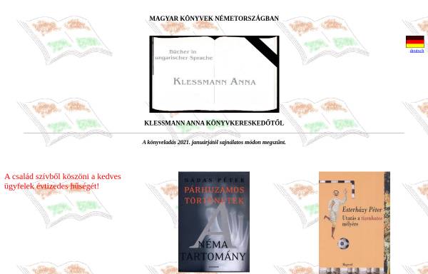 Vorschau von www.anna.klessmann.com, Anna Klessmann, Bücher in ungarischer Sprache.