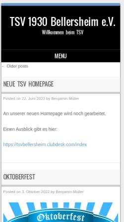 Vorschau der mobilen Webseite www.tsv-bellersheim.de, Bellersheim Unternehmensgruppe