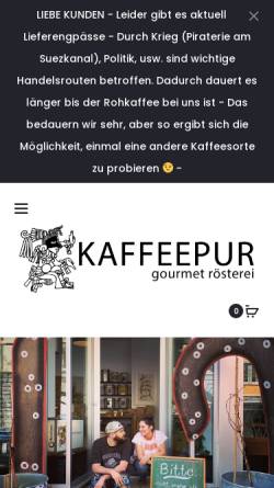 Vorschau der mobilen Webseite www.kaffeepur.ch, Kaffeepur AG - Angelo Staeldi