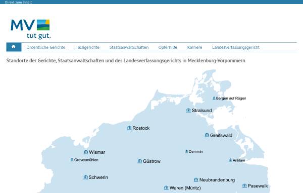 Vorschau von www.mv-justiz.de, Gerichte und Staatsanwaltschaften