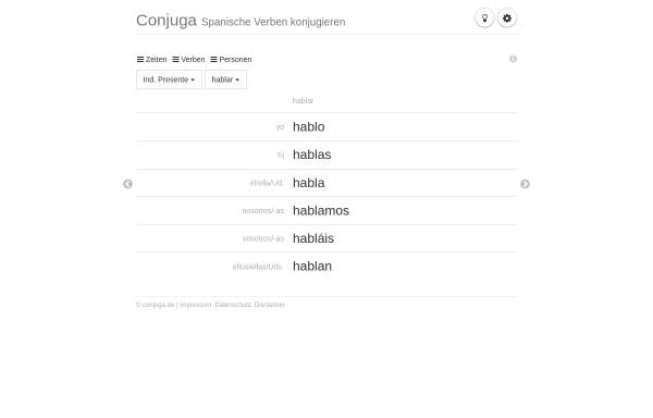 Vorschau von www.conjuga.de, ¡Conjuga! — Trainer für spanische Verben