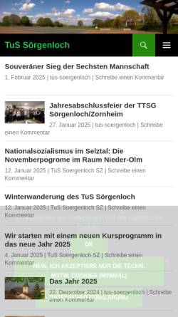 Vorschau der mobilen Webseite www.tus-soergenloch.de, TuS Sörgenloch 1953 e.V.