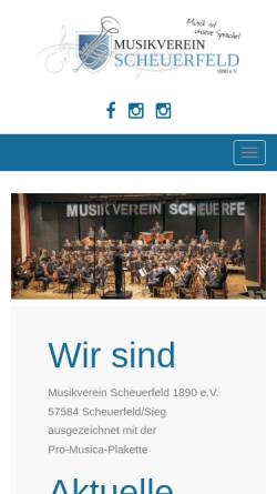 Vorschau der mobilen Webseite www.mv-scheuerfeld.de, Musikverein Scheuerfeld 1890 e. V.