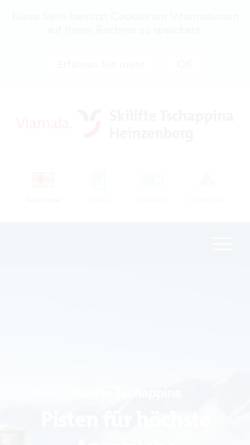 Vorschau der mobilen Webseite www.heinzenberg-wintersport.ch, Skilifte Thusis-Tschappina-Urmein