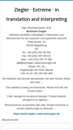 Vorschau der mobilen Webseite www.ziegler-uebersetzungen.de, Burkhard Ziegler