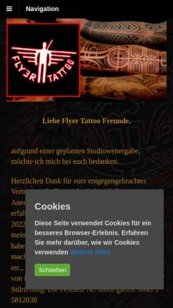 Vorschau der mobilen Webseite www.flyertattoo.at, Flyer Tattoo