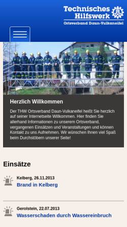 Vorschau der mobilen Webseite www.thwdaun.de, Technisches Hilfswerk Daun