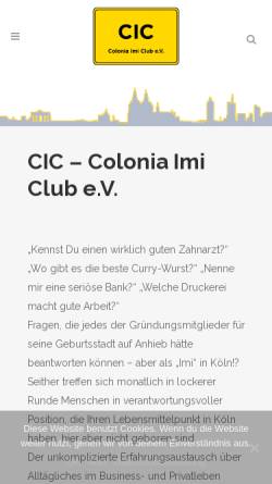 Vorschau der mobilen Webseite www.cic-koeln.de, Colonia Imi Club e.V. (CIC) - Verein für zugezogene Nichtkölner