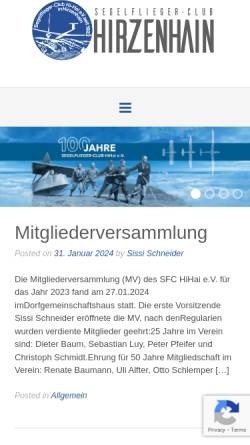 Vorschau der mobilen Webseite www.sfc-hihai.de, Segelflug-Club 