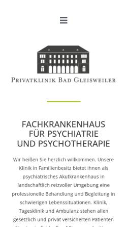 Vorschau der mobilen Webseite www.privatklinik-bad-gleisweiler.de, Privatklinik Bad Gleisweiler