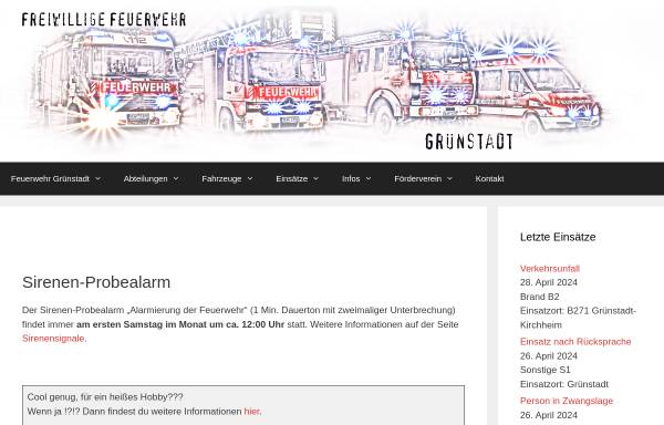 Vorschau von feuerwehr-gruenstadt.de, Freiwillige Feuerwehr