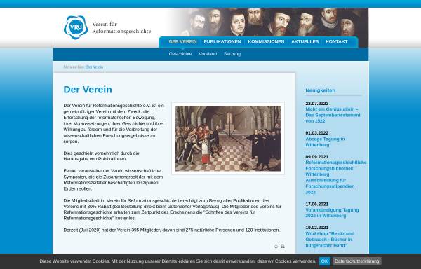 Vorschau von www.reformationsgeschichte.de, Verein für Reformationsgeschichte